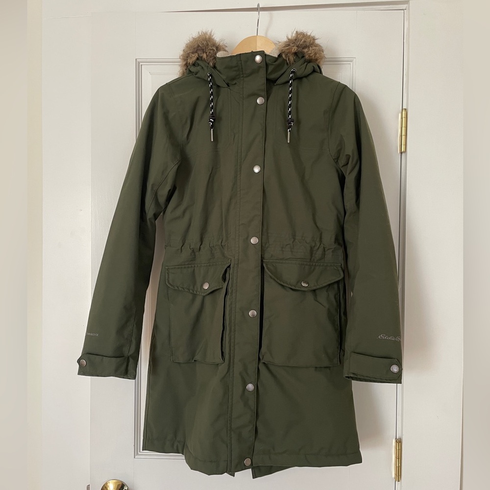 Eddie Bauer Mid Weight Coat Olive Green XS